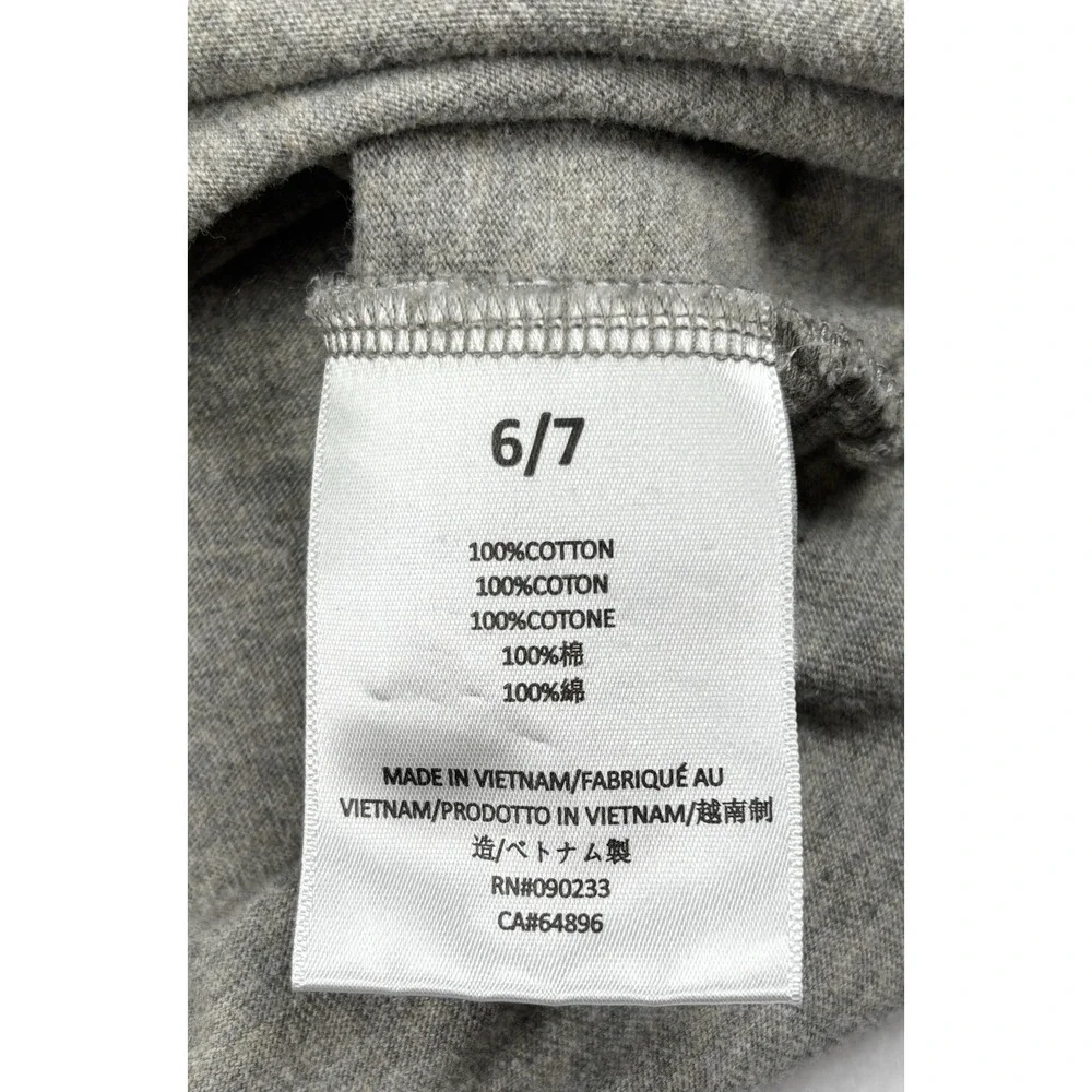 Fear‎ of God Essentials Kids Raglan T Shirt Youth 6/7 Grey Black Logo Tee